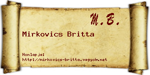 Mirkovics Britta névjegykártya